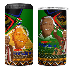 South Africa Heritage Nelson Mandela 4 in 1 Can Cooler Tumbler Happy Freedom Day Victory Art