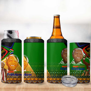 South Africa Heritage Nelson Mandela 4 in 1 Can Cooler Tumbler Happy Freedom Day Victory Art