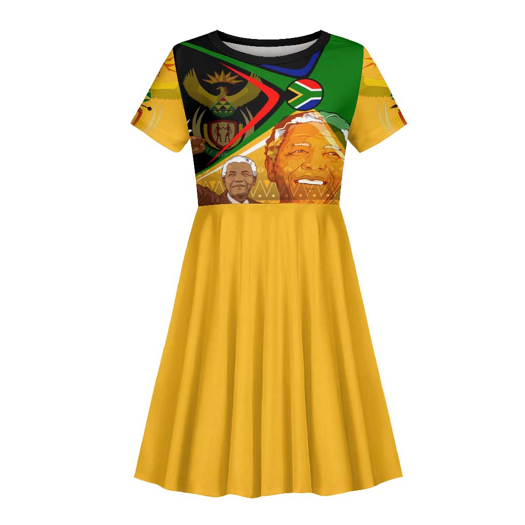 South Africa Heritage Nelson Mandela Kid Short Sleeve Dress Happy Freedom Day Victory Art