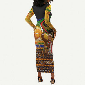 South Africa Heritage Nelson Mandela Long Sleeve Bodycon Dress Happy Freedom Day Victory Art DT02