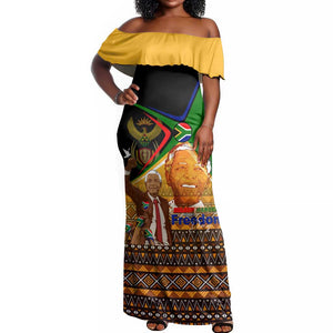 South Africa Heritage Nelson Mandela Off Shoulder Maxi Dress Happy Freedom Day Victory Art