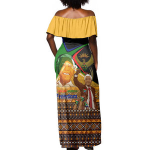South Africa Heritage Nelson Mandela Off Shoulder Maxi Dress Happy Freedom Day Victory Art