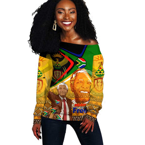 South Africa Heritage Nelson Mandela Off Shoulder Sweater Happy Freedom Day Victory Art