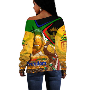 South Africa Heritage Nelson Mandela Off Shoulder Sweater Happy Freedom Day Victory Art