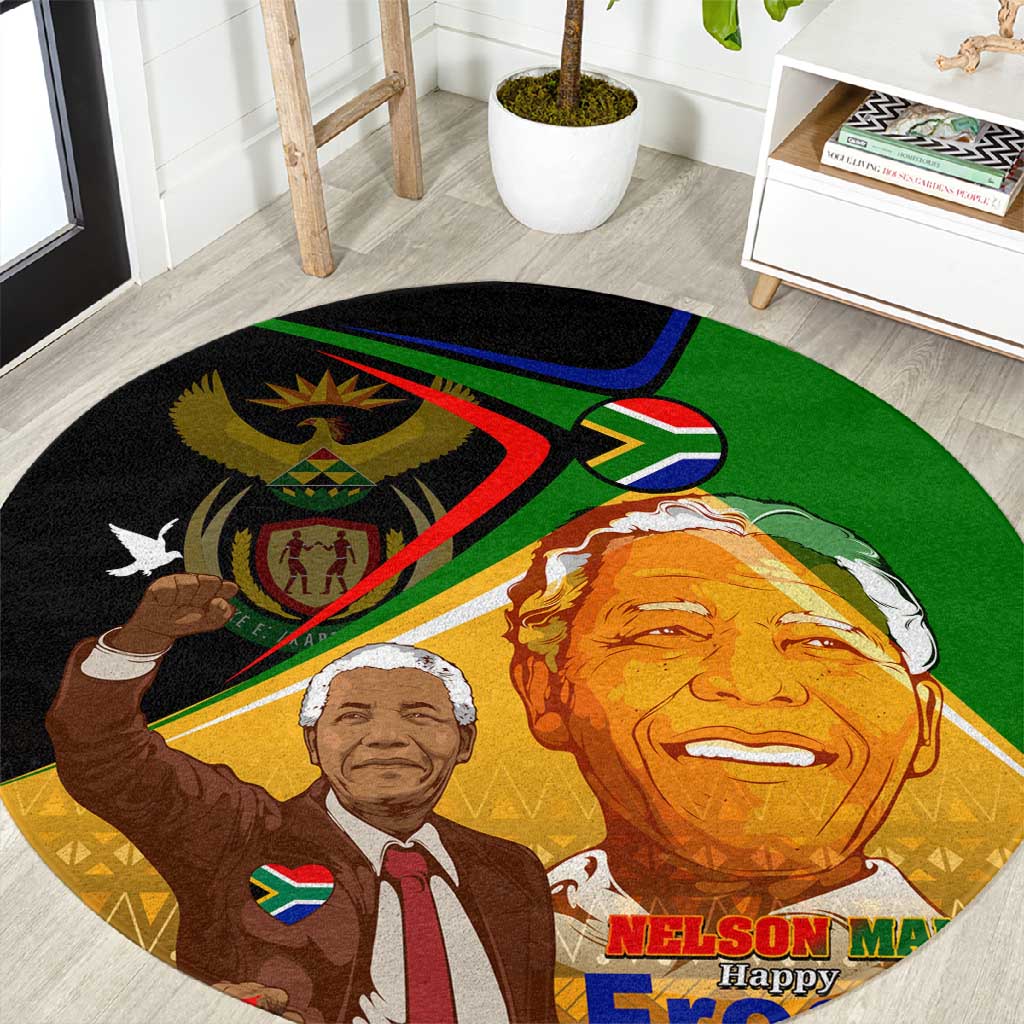 South Africa Heritage Nelson Mandela Round Carpet Happy Freedom Day Victory Art