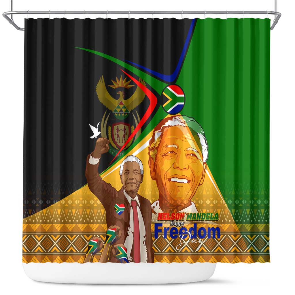 South Africa Heritage Nelson Mandela Shower Curtain Happy Freedom Day Victory Art