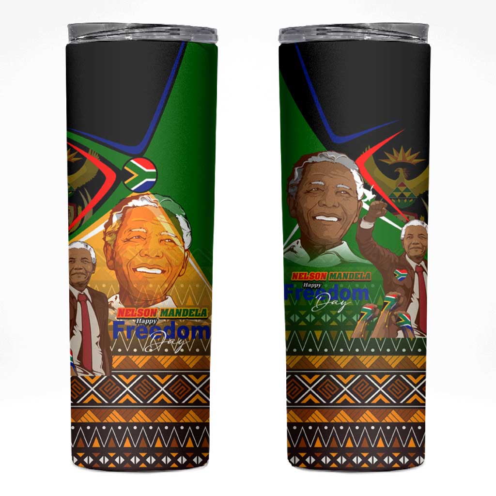 South Africa Heritage Nelson Mandela Skinny Tumbler Happy Freedom Day Victory Art