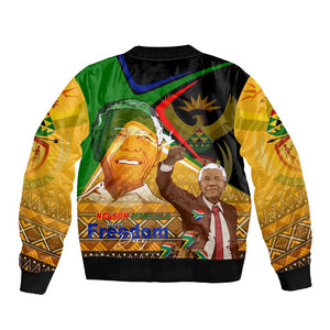South Africa Heritage Nelson Mandela Sleeve Zip Bomber Jacket Happy Freedom Day Victory Art