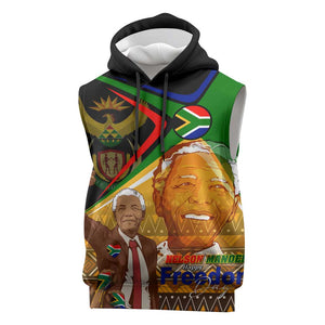 South Africa Heritage Nelson Mandela Sleeveless Hoodie Happy Freedom Day Victory Art - African Pride