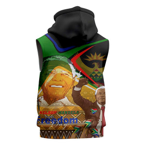 South Africa Heritage Nelson Mandela Sleeveless Hoodie Happy Freedom Day Victory Art - African Pride
