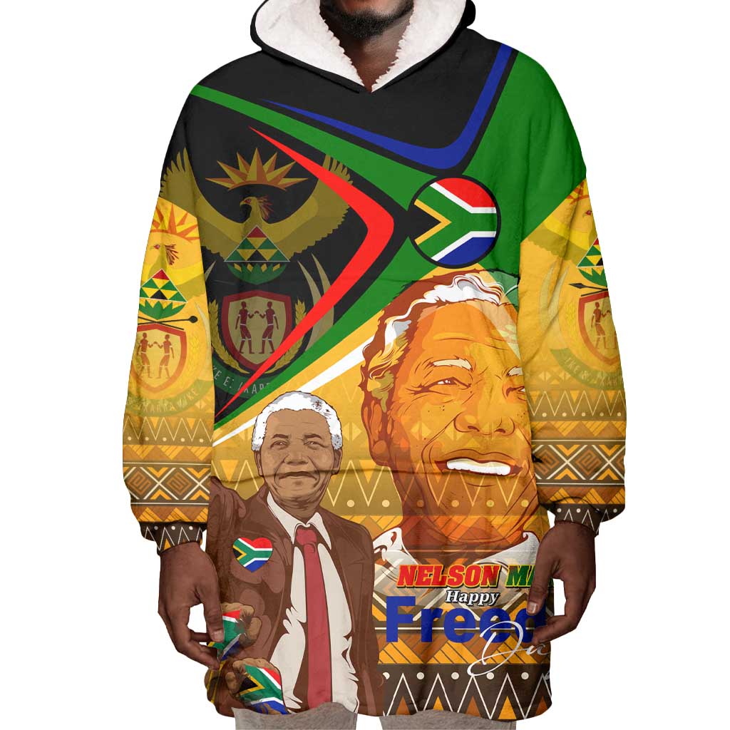South Africa Heritage Nelson Mandela Wearable Blanket Hoodie Happy Freedom Day Victory Art