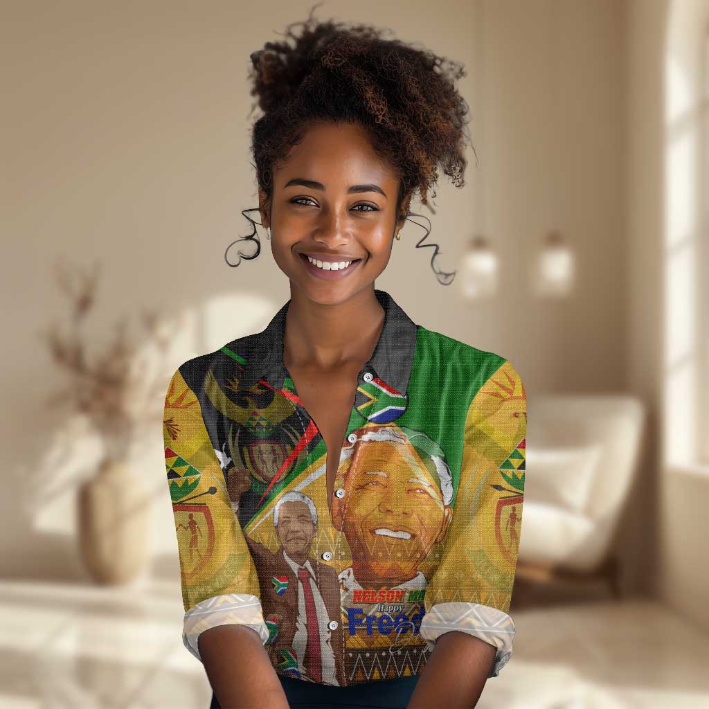 South Africa Heritage Nelson Mandela Women Casual Shirt Happy Freedom Day Victory Art