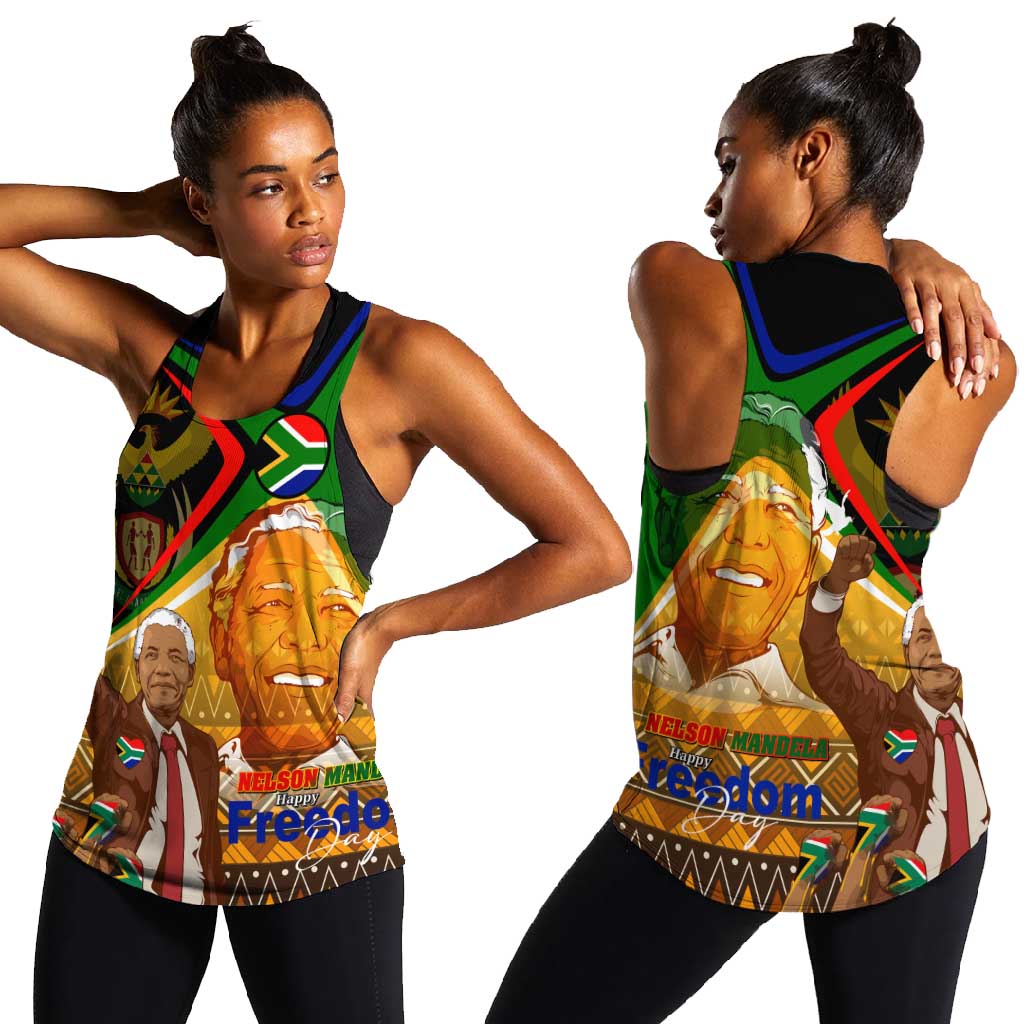 South Africa Heritage Nelson Mandela Women Racerback Tank Happy Freedom Day Victory Art