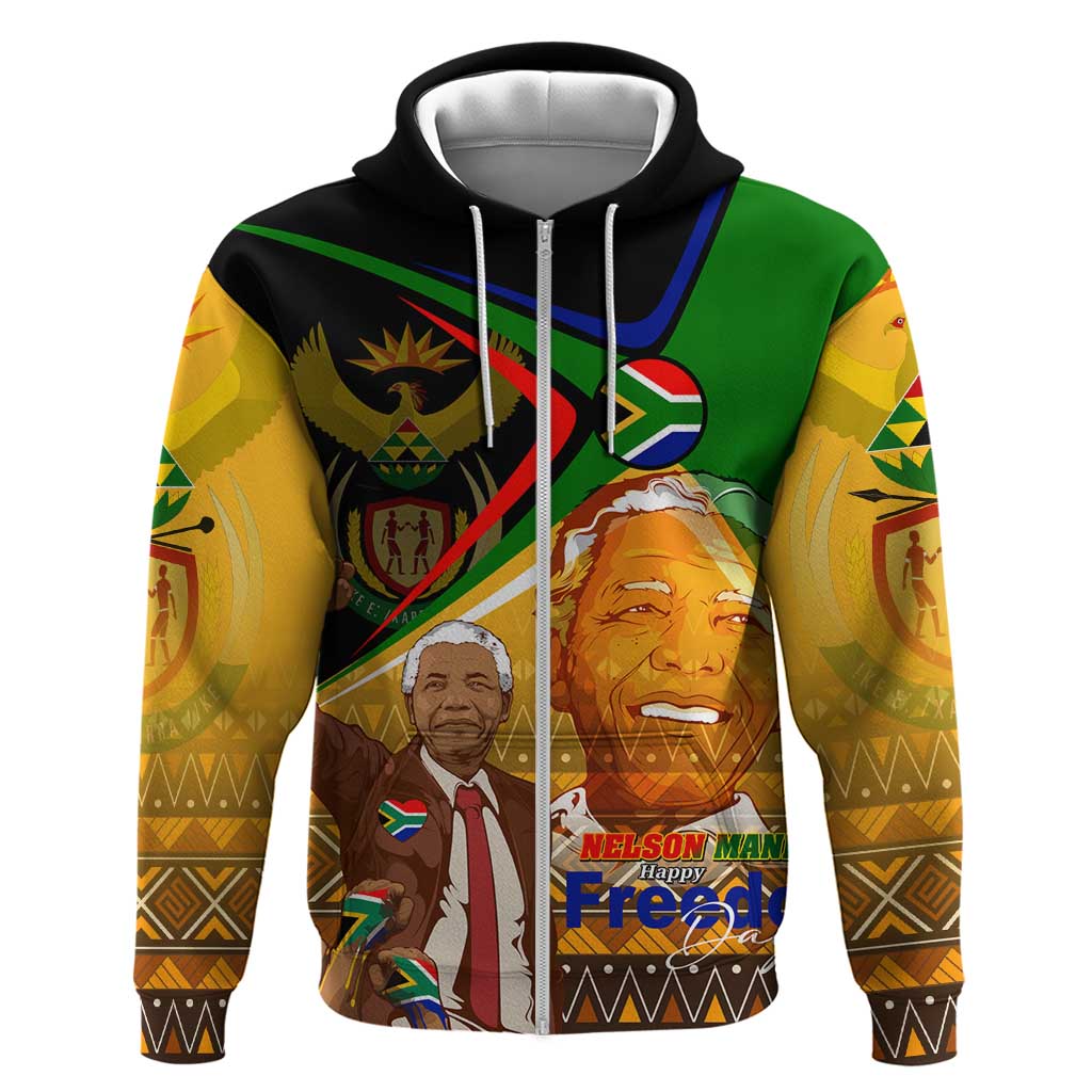 South Africa Heritage Nelson Mandela Zip Hoodie Happy Freedom Day Victory Art
