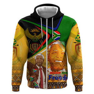 South Africa Heritage Nelson Mandela Zip Hoodie Happy Freedom Day Victory Art
