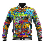 Hip Hop Graffiti Art Baseball Jacket Black Power DT02