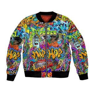 Hip Hop Graffiti Art Bomber Jacket Black Power