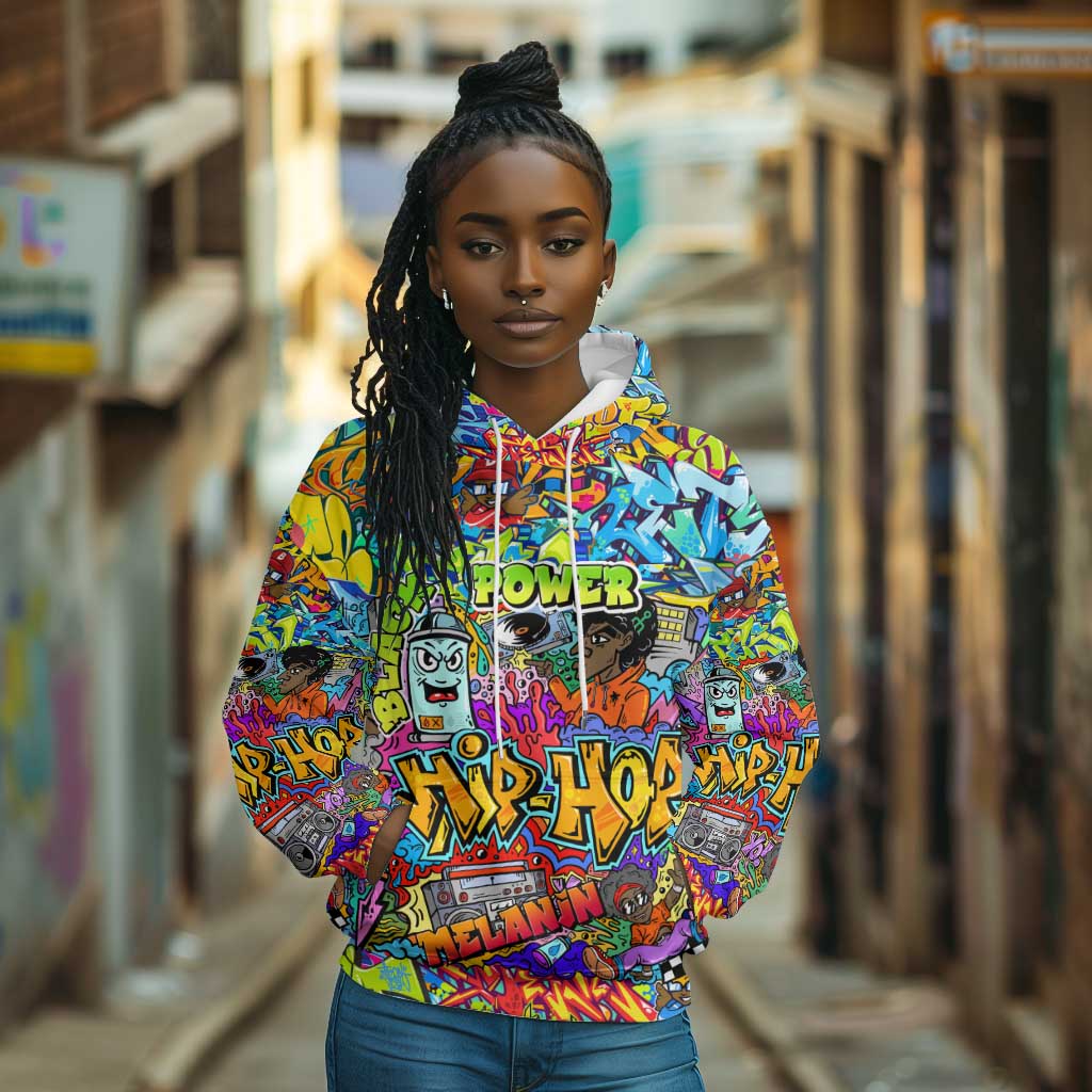 Hip Hop Graffiti Art Hoodie Black Power