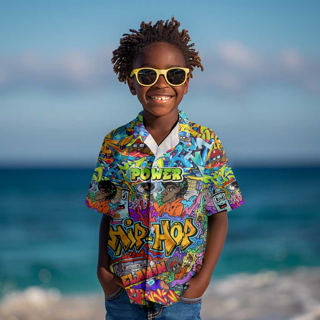 Hip Hop Graffiti Art Kid Hawaiian Shirt Black Power