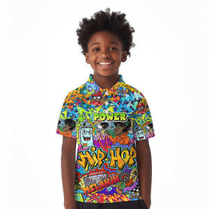 Hip Hop Graffiti Art Kid Polo Shirt Black Power