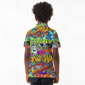 Hip Hop Graffiti Art Kid Polo Shirt Black Power