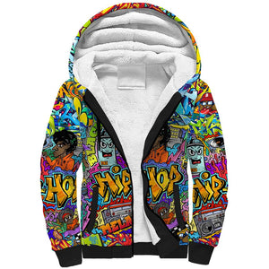 Hip Hop Graffiti Art Sherpa Hoodie Black Power