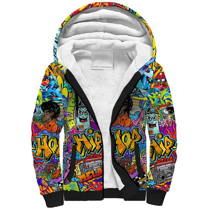 Hip Hop Graffiti Art Sherpa Hoodie Black Power
