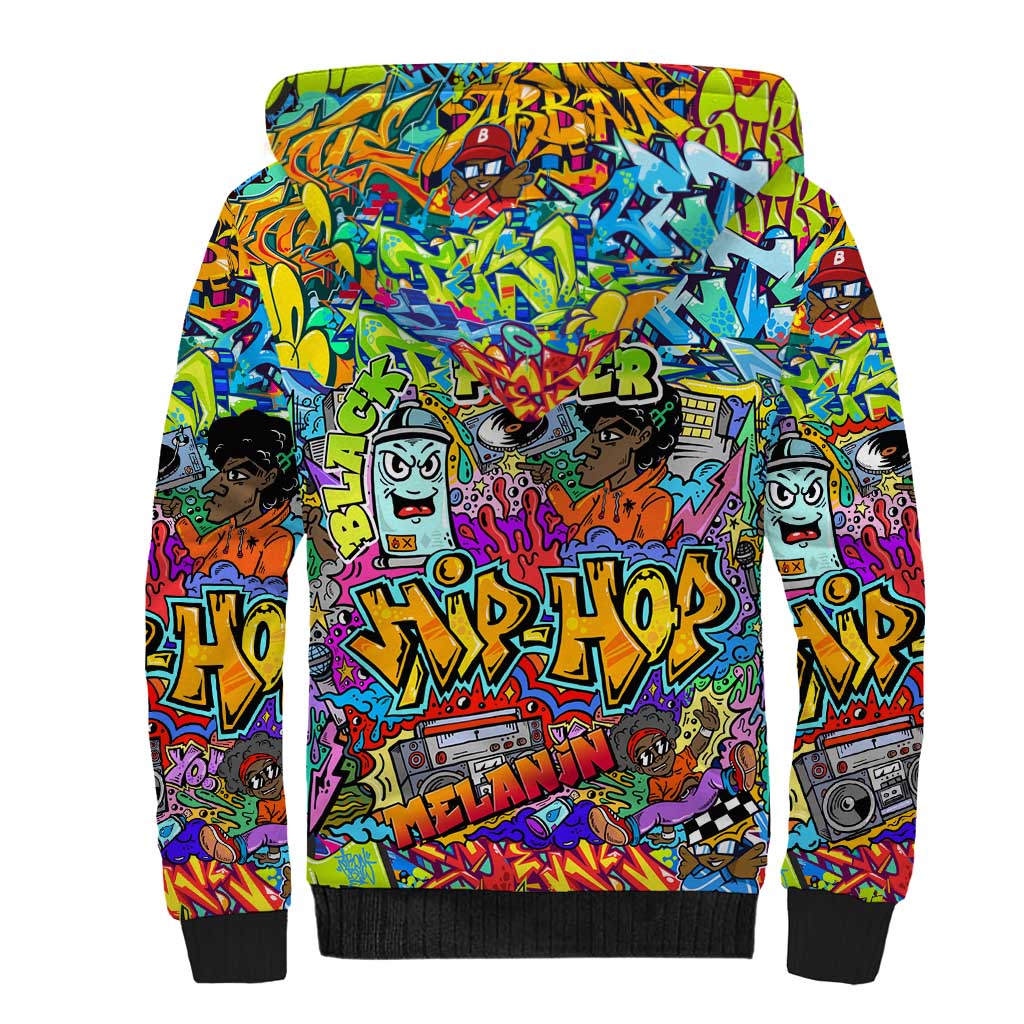 Hip Hop Graffiti Art Sherpa Hoodie Black Power
