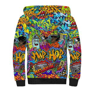 Hip Hop Graffiti Art Sherpa Hoodie Black Power