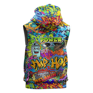 Hip Hop Graffiti Art Sleeveless Hoodie Black Power - African Pride