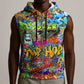 Hip Hop Graffiti Art Sleeveless Zip Hoodie Black Power - African Pride