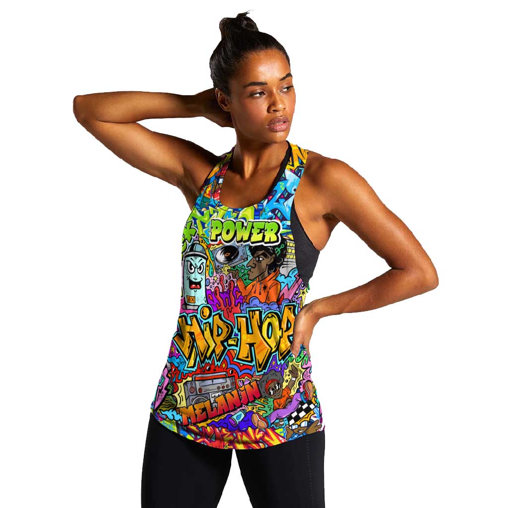Hip Hop Graffiti Art Women Racerback Tank Black Power