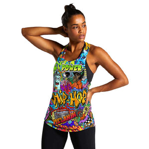 Hip Hop Graffiti Art Women Racerback Tank Black Power