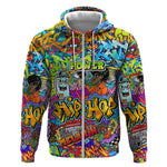 Hip Hop Graffiti Art Zip Hoodie Black Power