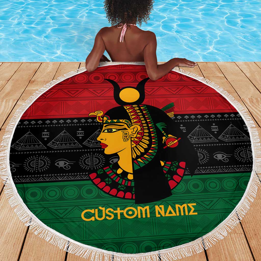 Personalized Queen of Egypt Beach Blanket in Pan-African Colors