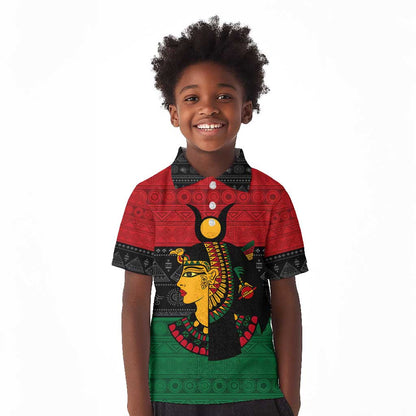 Personalized Queen of Egypt Kid Polo Shirt in Pan-African Colors