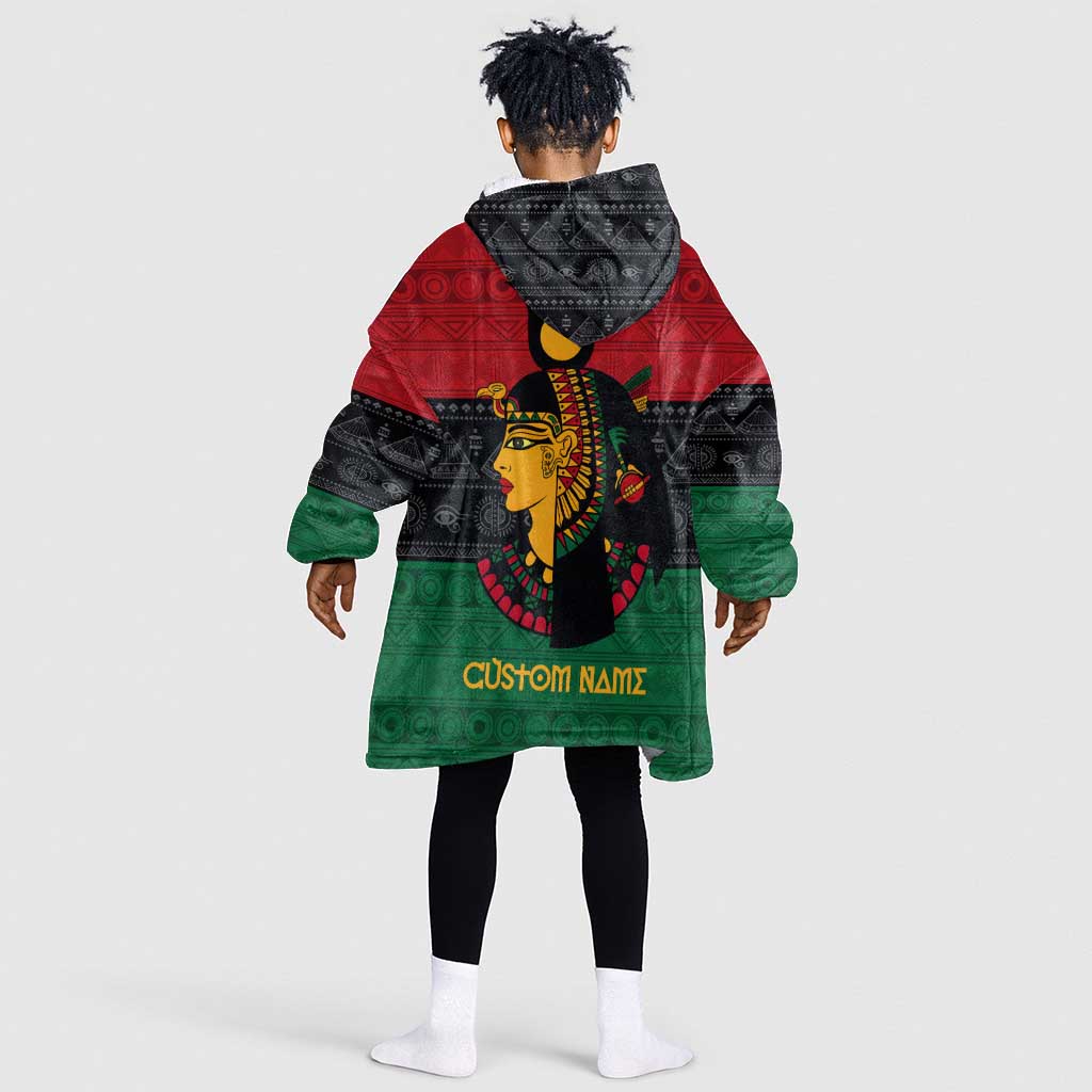 Personalized Queen of Egypt KId Wearable Blanket Hoodie in Pan-African Colors