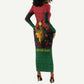 Personalized Queen of Egypt Long Sleeve Bodycon Dress in Pan-African Colors DT02