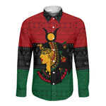 Personalized Queen of Egypt Long Sleeve Button Shirt in Pan-African Colors