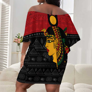 Personalized Queen of Egypt Off Shoulder Short Dress in Pan-African Colors