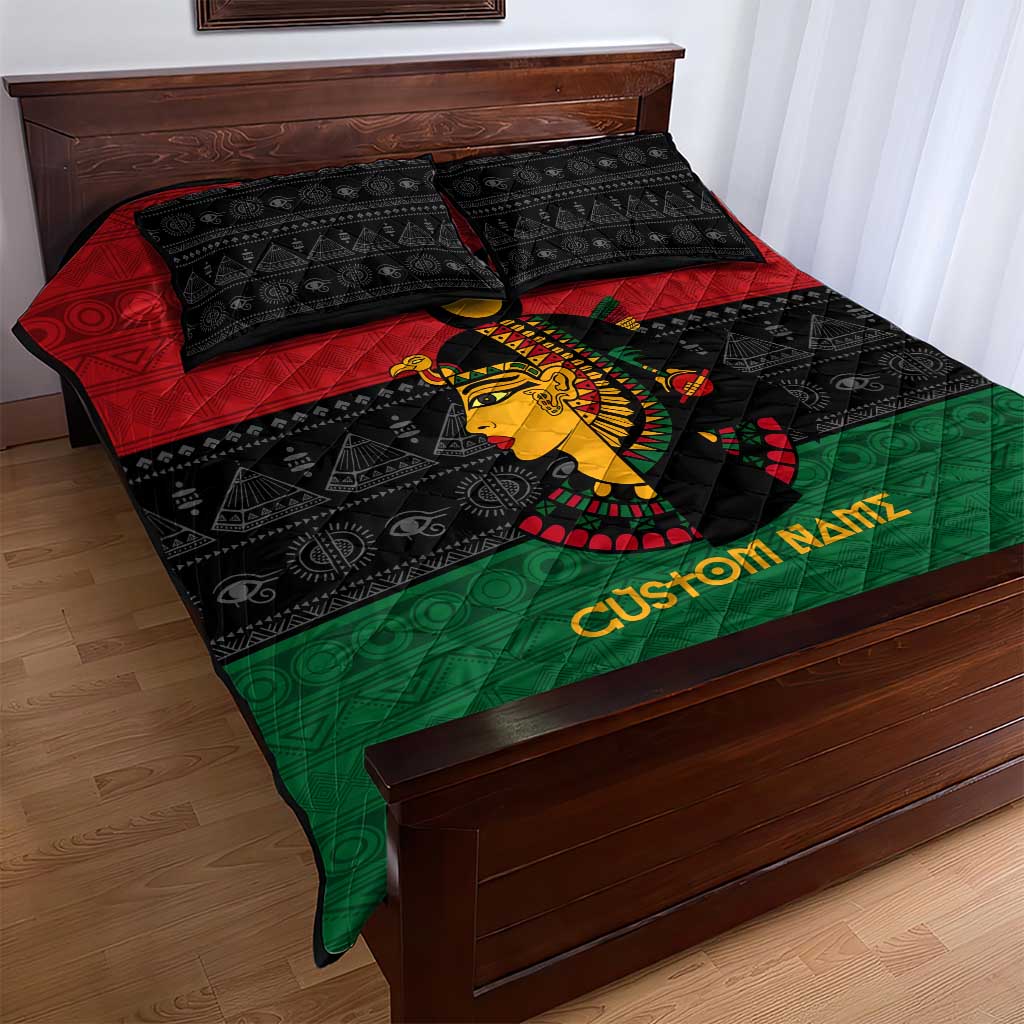 Personalized Queen of Egypt Quilt Bed Set in Pan-African Colors