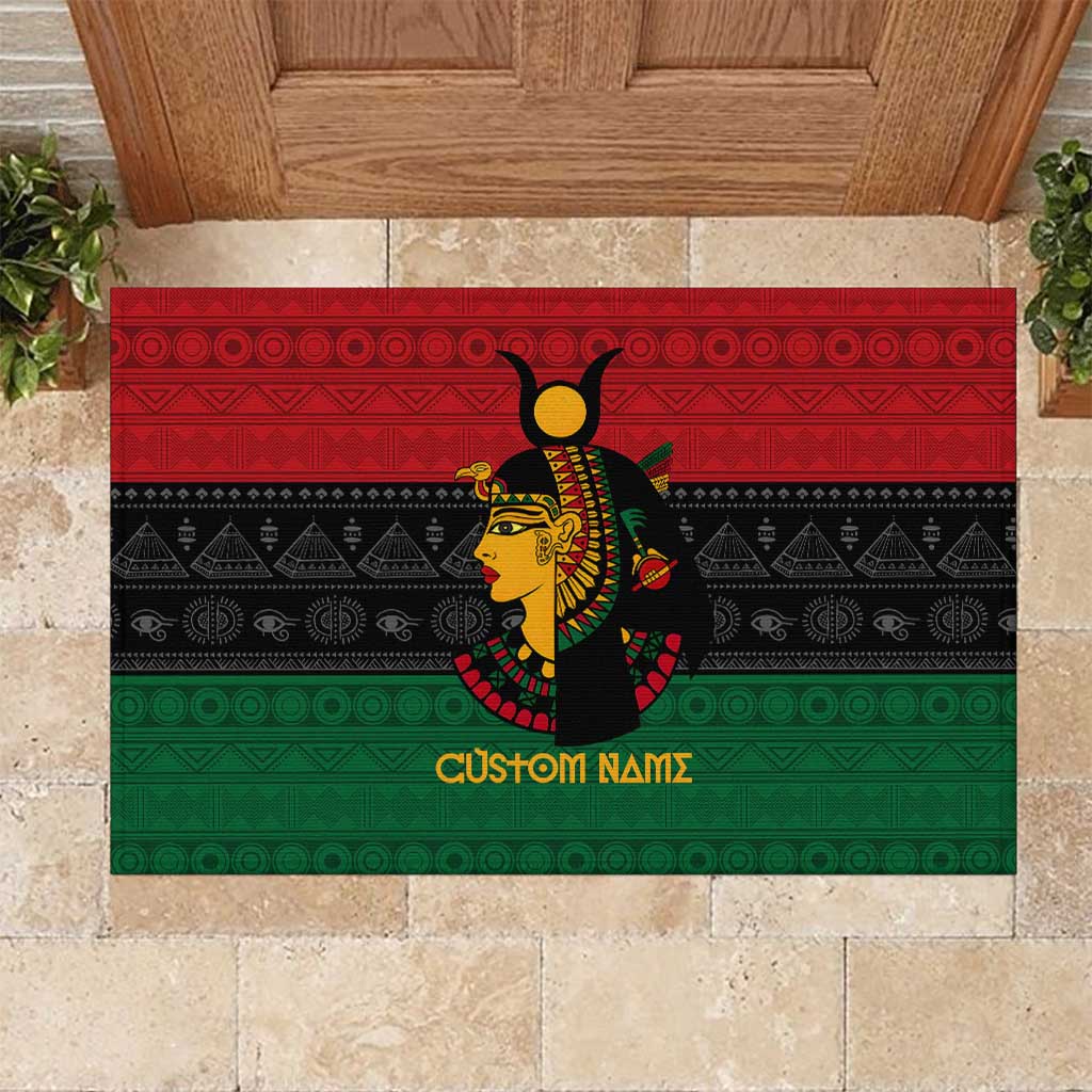 Personalized Queen of Egypt Rubber Doormat in Pan-African Colors