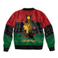 Personalized Queen of Egypt Sleeve Zip Bomber Jacket in Pan-African Colors