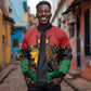 Personalized Queen of Egypt Sleeve Zip Bomber Jacket in Pan-African Colors