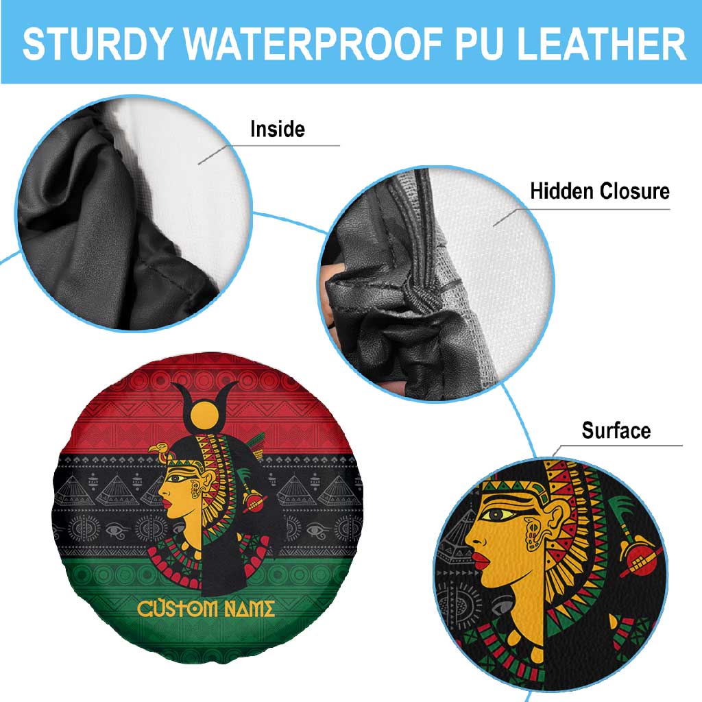 Personalized Queen of Egypt Spare Tire Cover in Pan-African Colors