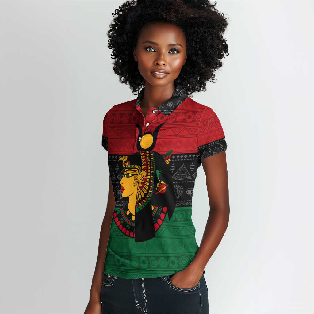 Personalized Queen of Egypt Women Polo Shirt in Pan-African Colors
