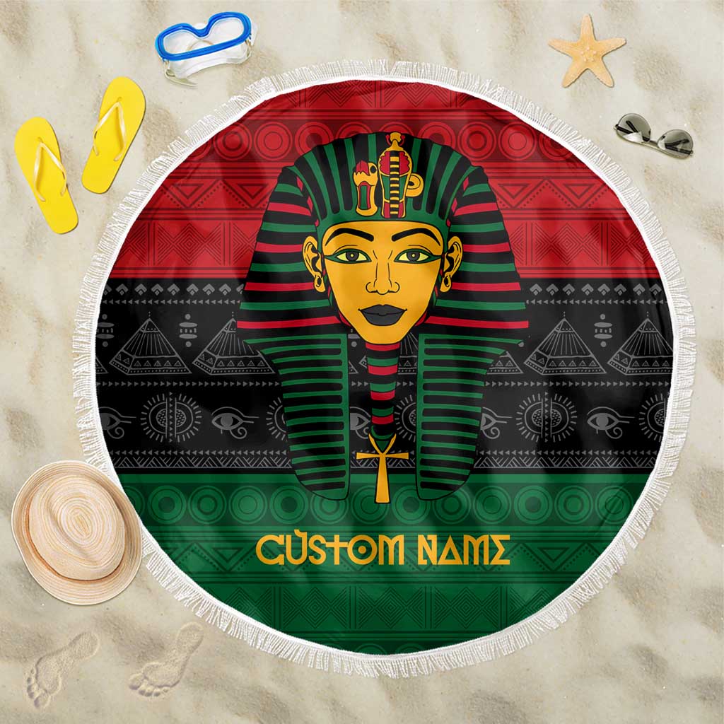 Personalized Ancient Egypt Beach Blanket - Pharaoh in Pan-African Colors