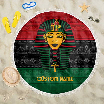 Personalized Ancient Egypt Beach Blanket - Pharaoh in Pan-African Colors