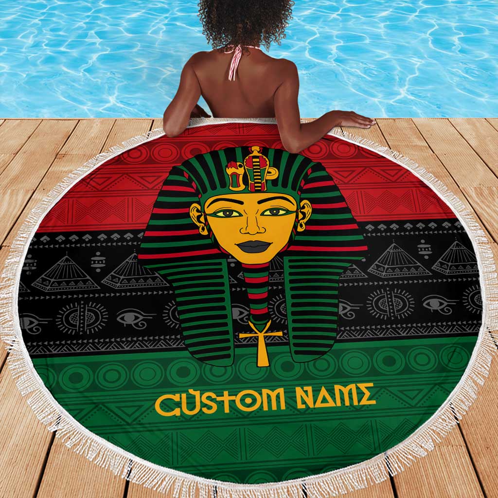 Personalized Ancient Egypt Beach Blanket - Pharaoh in Pan-African Colors