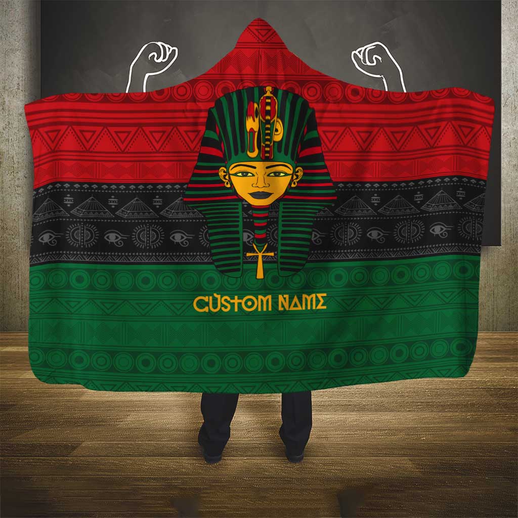 Personalized Ancient Egypt Hooded Blanket - Pharaoh in Pan-African Colors